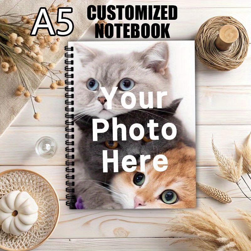 Custom Photo Book - カスタム1/2フォトA5ノートブック、パーソナライズされた表紙、名前やロゴ入り、教師用日記、誕生日、卒業、結婚、友人へのプレゼントに最適