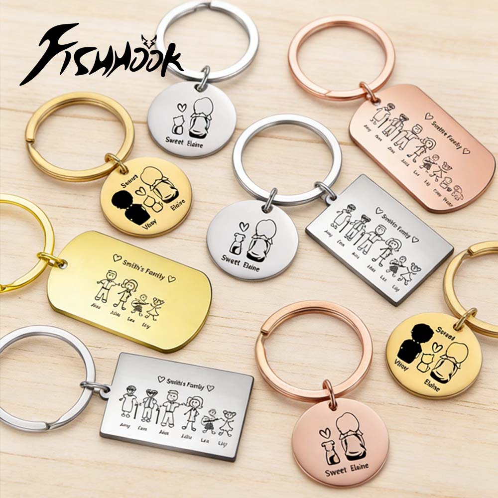 家族向けパーソナライズキーホルダー カスタムネームキーリング - Initial Ring Custom のレビューと価格