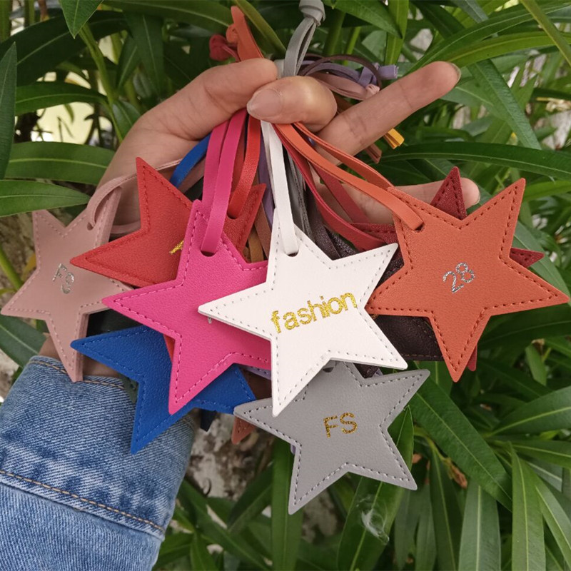 1 個無料イニシャル五芒星革荷物ペンダントスター pu レザ - Monogram Keychain Leather のレビューと価格